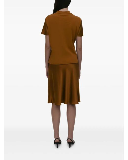 Rosetta Getty Brown Satin-Effect Short-Sleeve Top