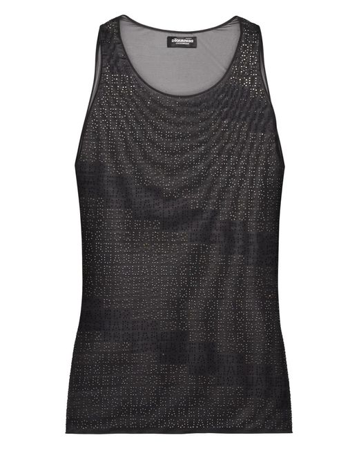 DSquared² Black Logo-Print Sleeveless Top for men