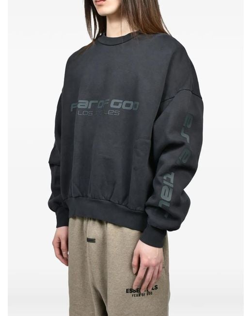 Essentials Blue Logo-Print Cropped Sweater for men