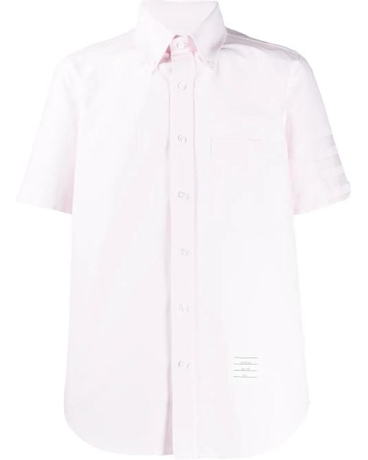 Thom Browne White Satin Weave 4-Bar Shirt for men
