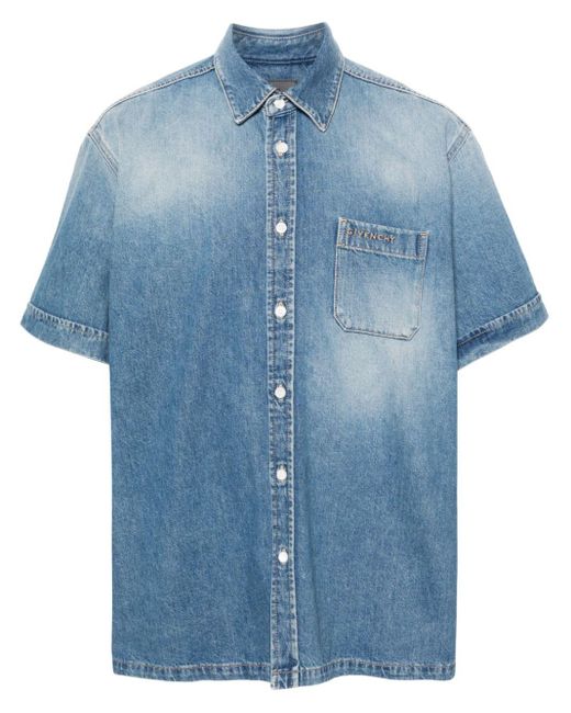 Givenchy Blue Classic-collar Denim Shirt for men