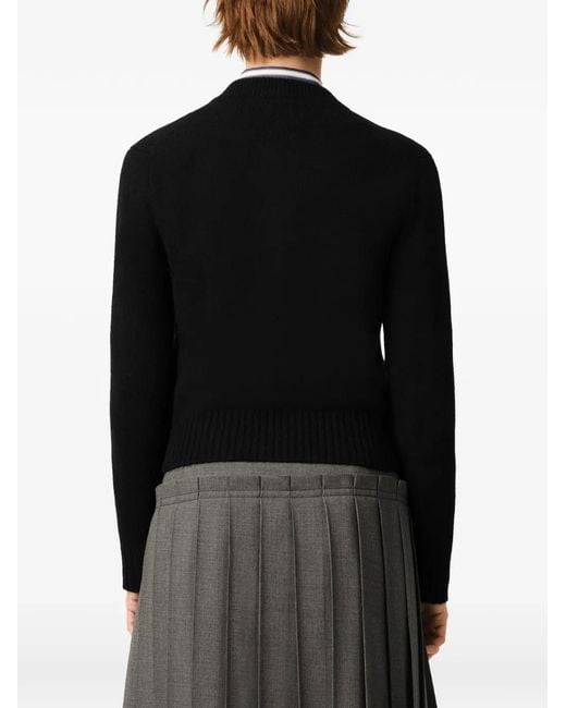 AMI Black Crew-Neck Cashmere Cardigan With Ami De Coeur