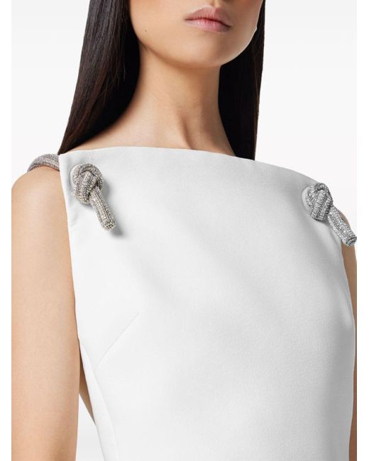 Versace White Crystal-embellished Low-back Minidress