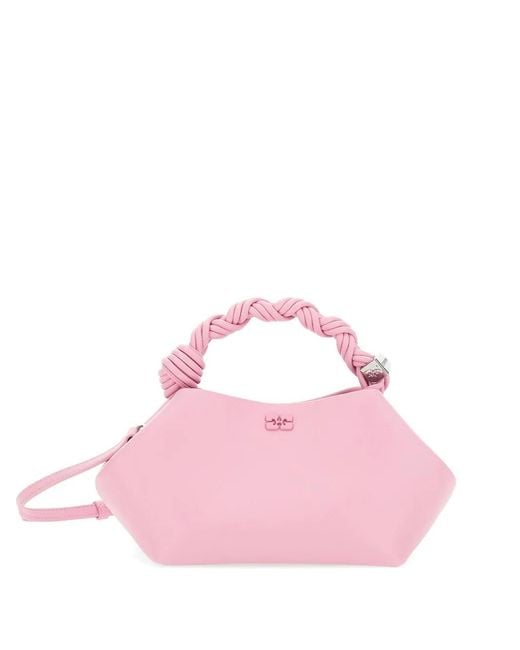 Ganni Pink Bou Woven-Handle Shoulder Bag