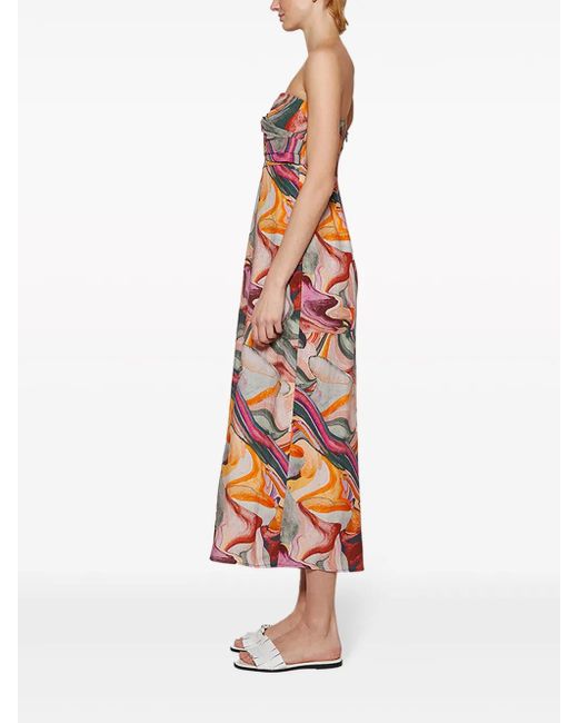 Mara Hoffman Red Yara Abstract-Print Midi Dress