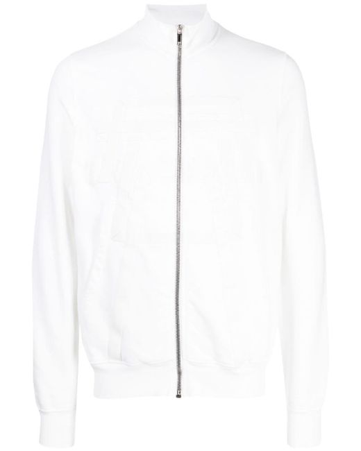 Rick Owens White Logo-embossed Zip-front Cotton Jacket for men