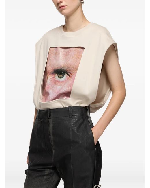 Acne Pink Logo-Print Sleeveless T-Shirt