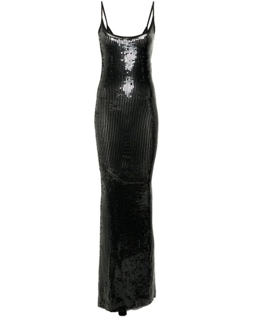 Rick Owens Black Slip Gown Sequin-design Dress