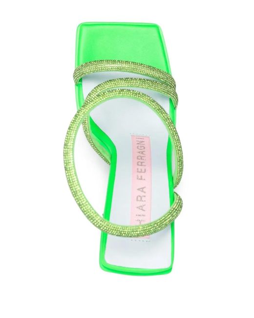Chiara Ferragni Green Cf Star Strass Heel Sandals