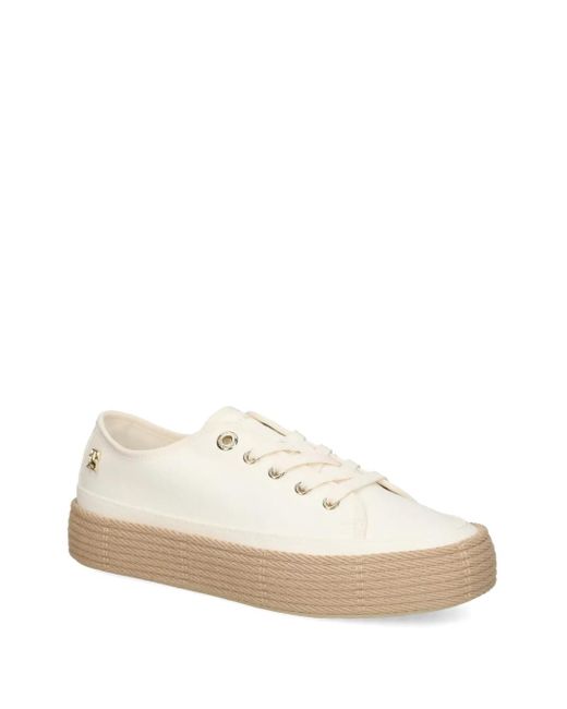 Tommy Hilfiger Natural Platform Lace-Up Sneakers