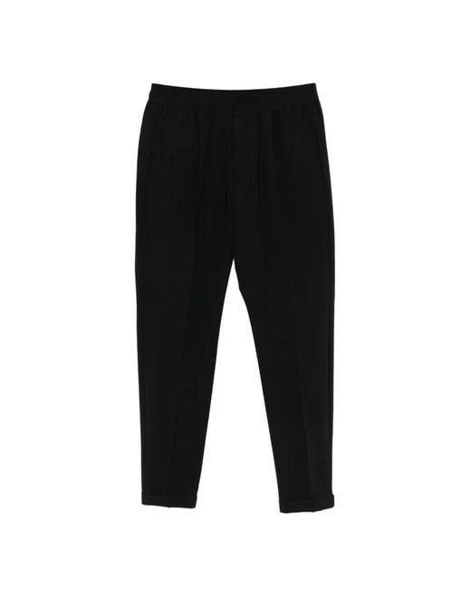 Pmds Black Elasticated-Waistband Pressed-Crease Trousers for men