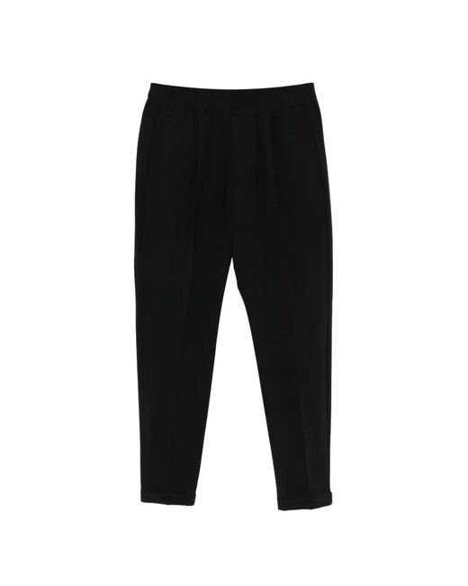 Pmds Black Elasticated-Waistband Pressed-Crease Trousers for men