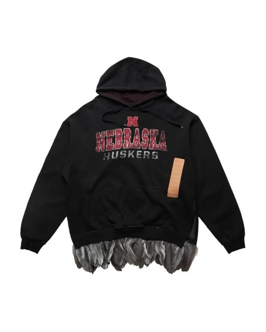 4SDESIGNS Black Nebraska Huskers Feather-Trim Hoodie for men