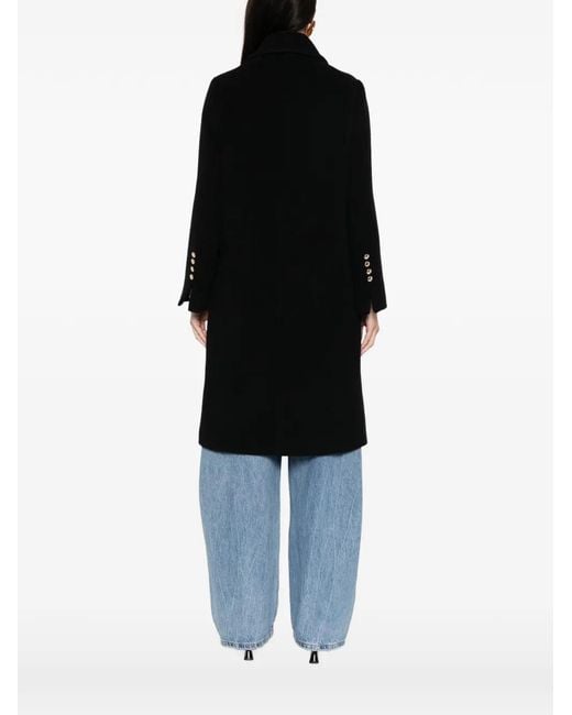 Maje Black Buttoned Double-Breasted Coat