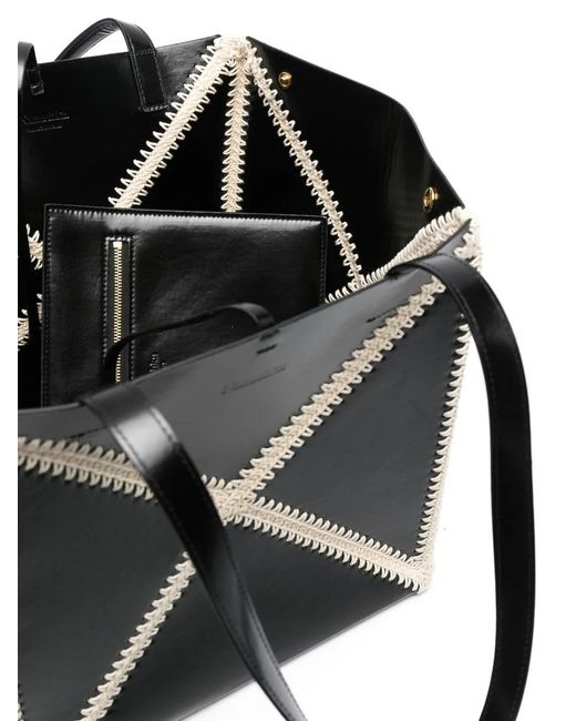 Nanushka Black Whipstitch-Trim Detail Tote Bag