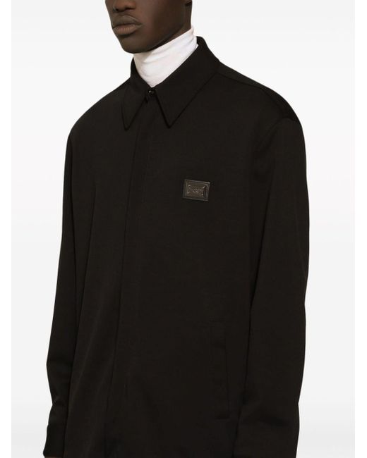 Sobrecamisa con placa del logo Dolce & Gabbana de hombre de color Black
