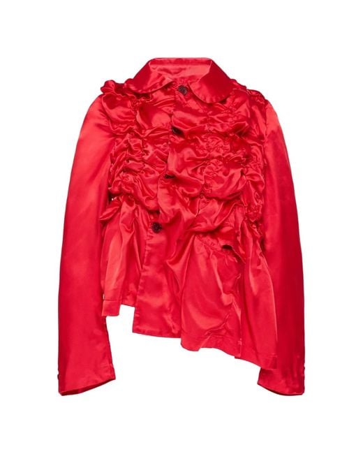 Comme des Garçons Red Ruched Asymmetrical Jacket