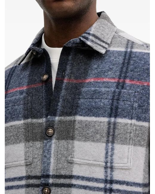Barbour Blue Plaid Shirt Jacket for men