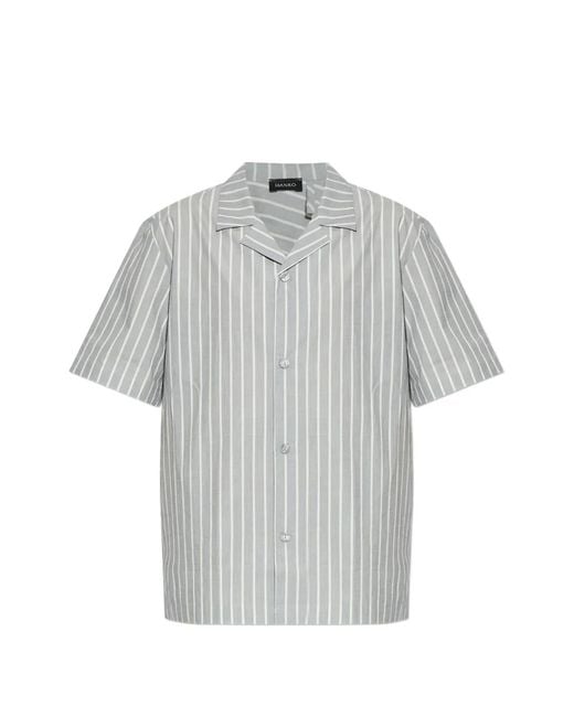 Hanro Gray Henley Striped Button Shirt for men