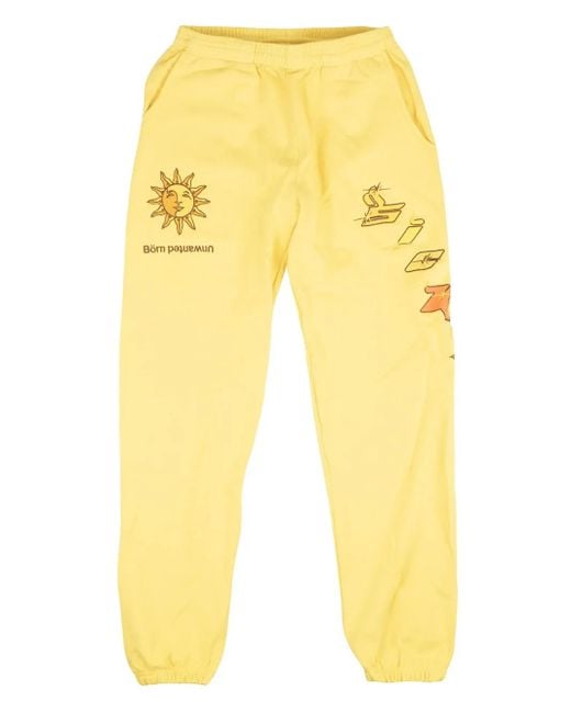 Sicko Yellow Born Unwanted Embroidered Track Pants for men