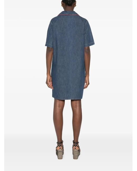 Valentino Garavani Blue Vlogo Contrast-Trim Mini Dress