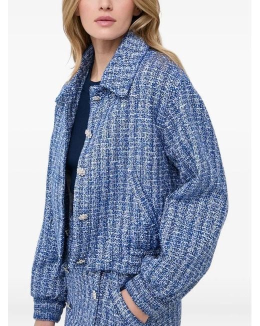 Custommade• Tweed Verfraaid Jack in het Blue