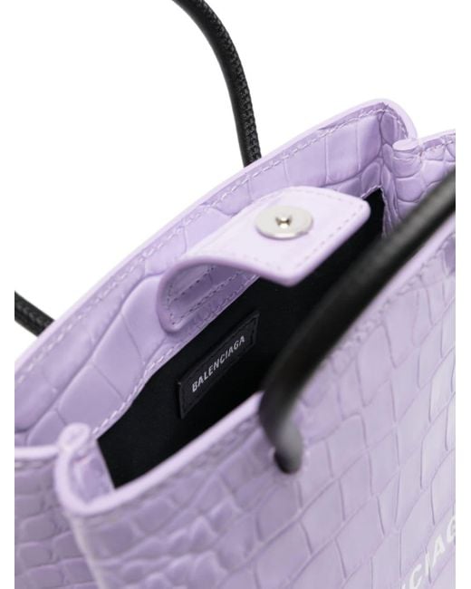 Balenciaga Purple Mini Shopping Leather Tote Bag