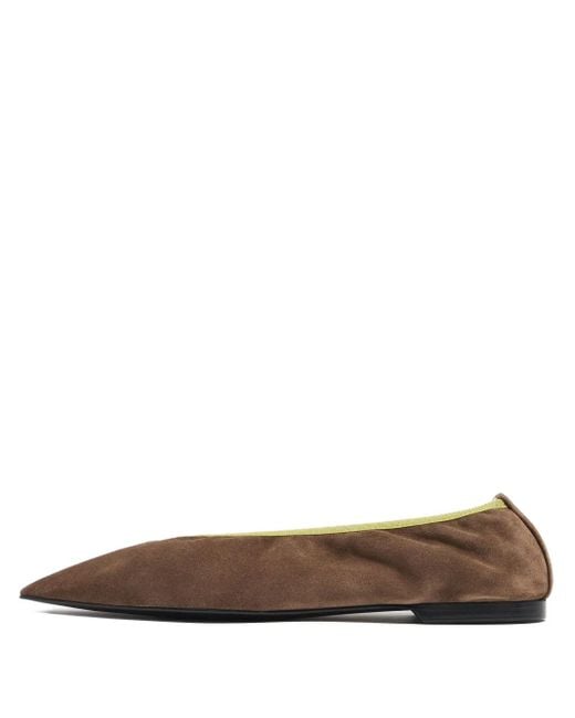 Bimba Y Lola Brown Suede Pointed-Toe Flat Pumps