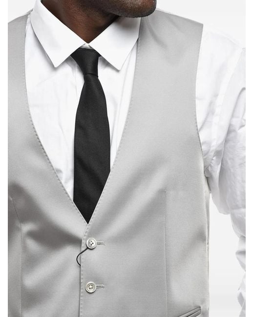 Corneliani Gray Satin-Finish Welt-Pocket Waistcoat for men