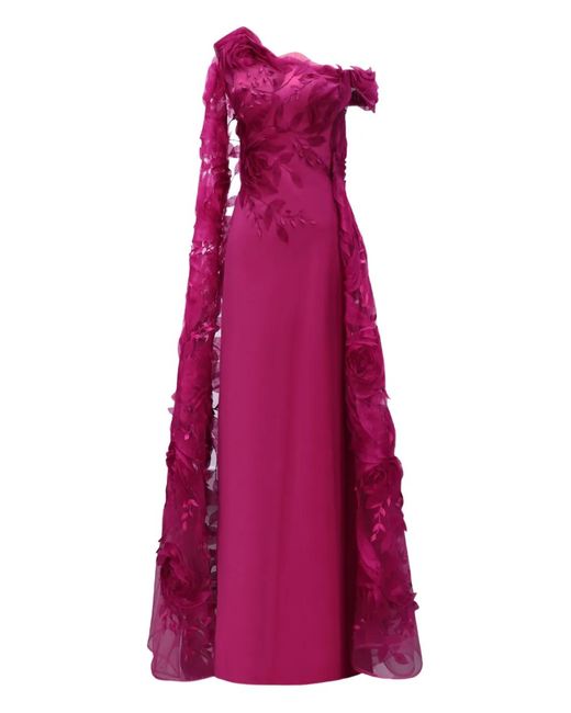 Gemy Maalouf Women's Purple Floral Asymmetrical Dress Gemy Maalouf Women's Purple Floral Asymmetrical Dress