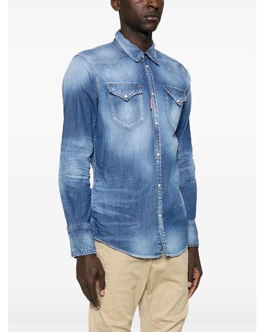 DSquared² Blue Innovative Long Sleeve Shirt For for men