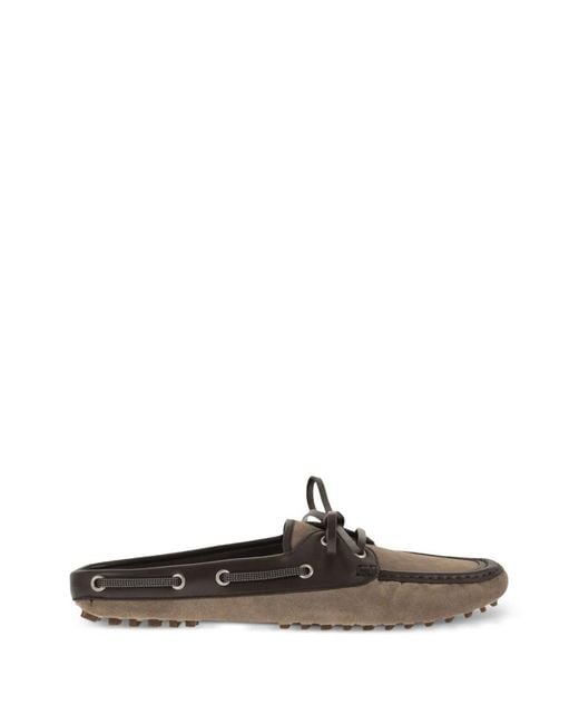 Brunello Cucinelli White Suede Mules