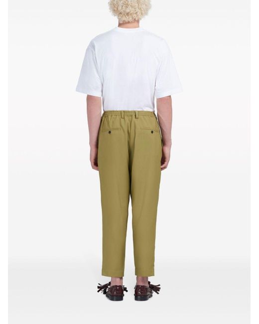 Marni Green Pleat-detail Tapered Trousers for men