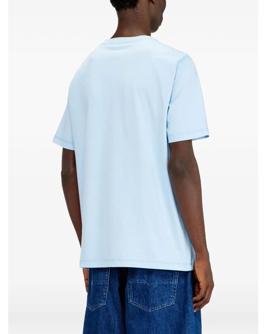 DIESEL Blue Oval D Logo-Print T-Shirt for men
