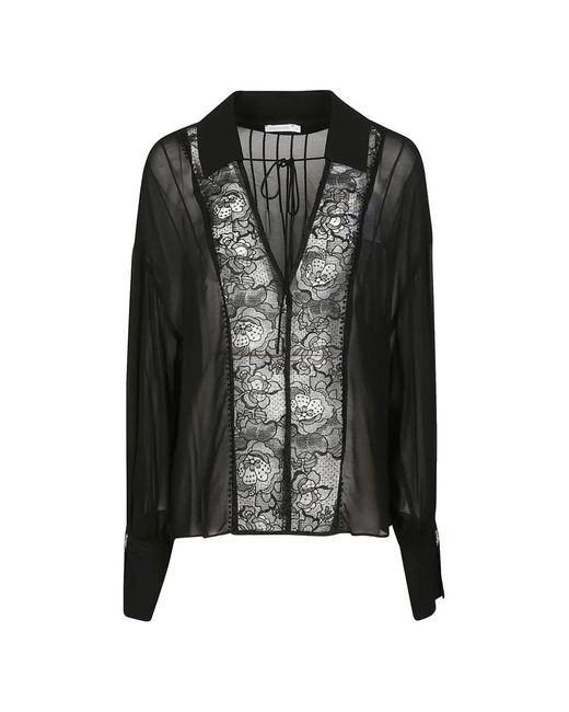 Patrizia Pepe Black Lace Long-Sleeves Blouse