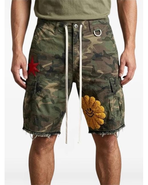ALL HUMAN White Yayo Patchwork Cargo Shorts for men