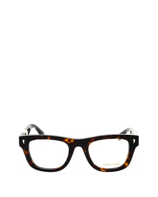Roberto Cavalli Black Tortoiseshell-Effect Rectangle-Frame Glasses