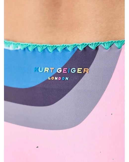 Kurt Geiger Pink Wave-Print Side-Tie Bikini Bottoms
