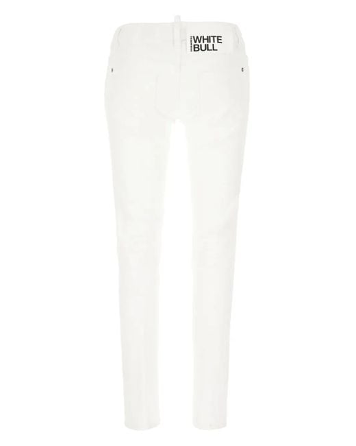 DSquared² White Logo-Patch Skinny Jeans