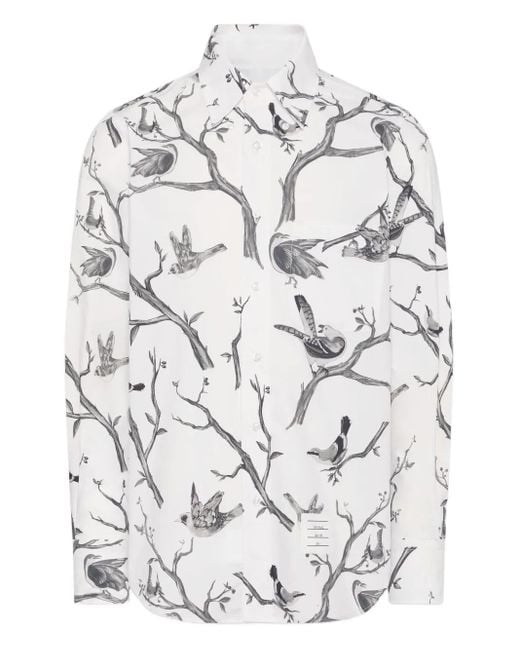 Thom Browne Poplin Hemd mit langen Ärmeln in Gray für Herren