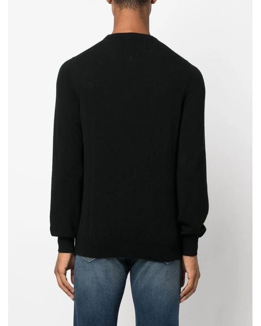 Fedeli Black Crew-Neck Pullover Jumper for men