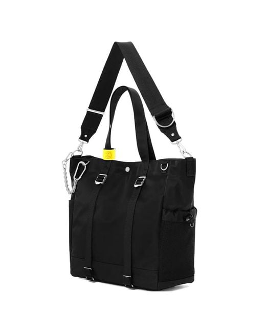 Porter-Yoshida and Co Black Large Chain-Detail Tote Bag