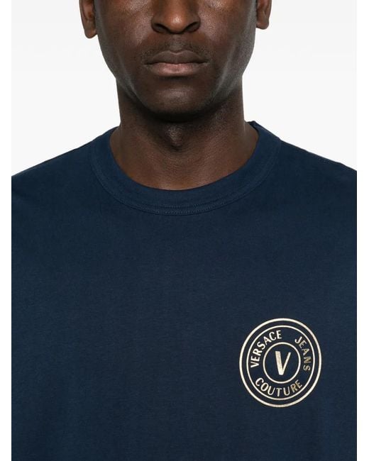 Versace Jeans Couture Blue Logo-Detail T-Shirt for men