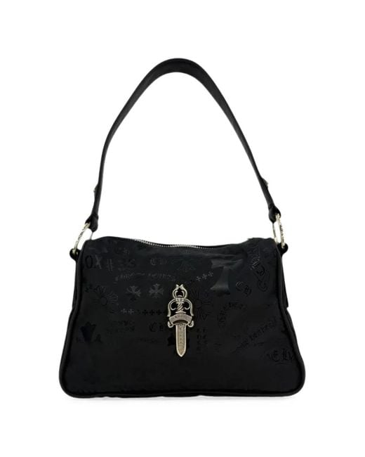 Chrome Hearts Black Stencil-Print Dagger-Pendant Tote Bag for men