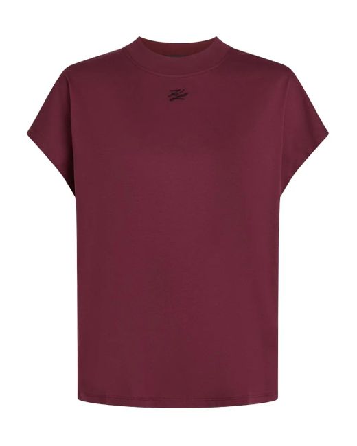 Karl Lagerfeld Red Autograph T-Shirt mit Stickerei