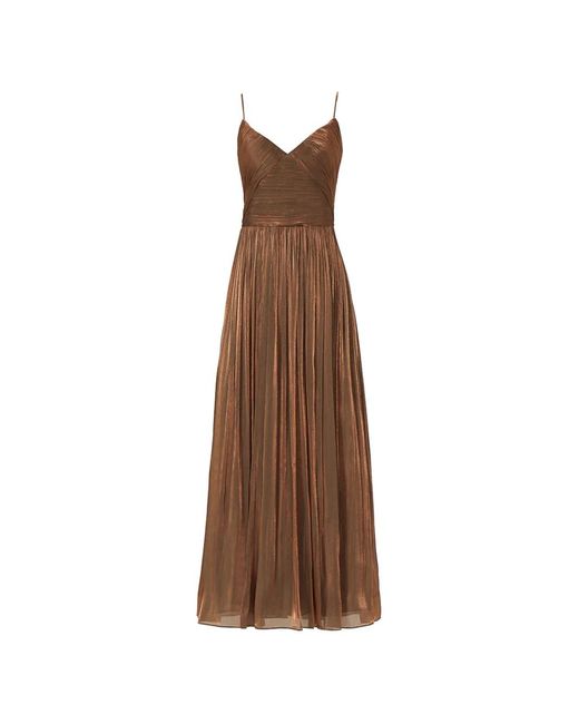 Costarellos Brown Fayla Spaghetti-Strap Draped Maxi Dress