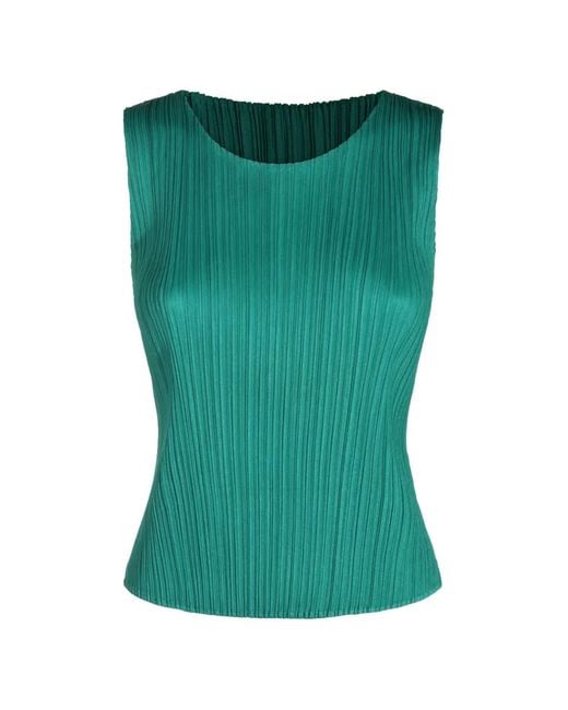 Pleats Please Issey Miyake Green Sleeveless Top