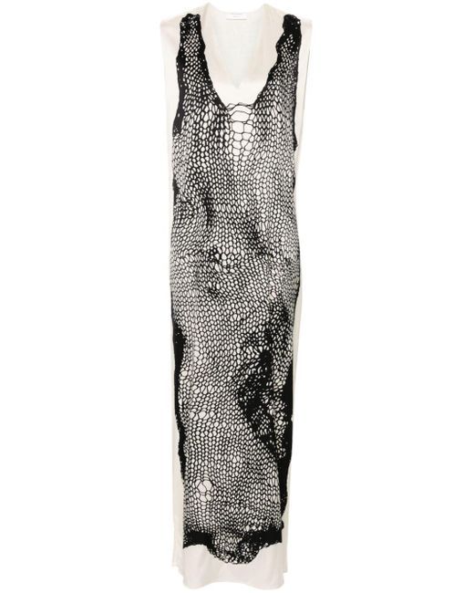Sportmax Gray Egeria Mesh-print Maxi Dress