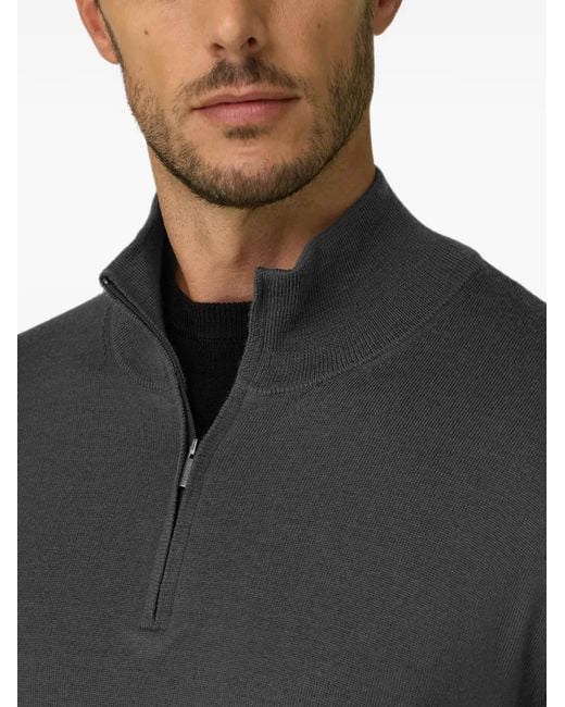 Boggi Gray Quarter-Zip Jumper for men