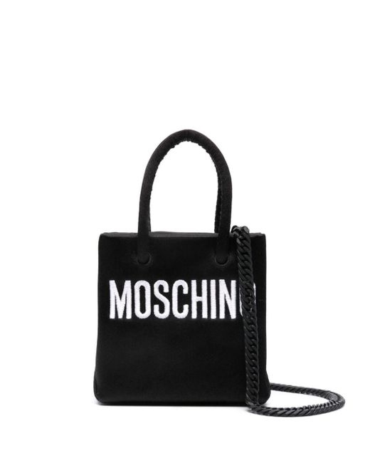 Bolso mini con logo bordado Moschino de color Black